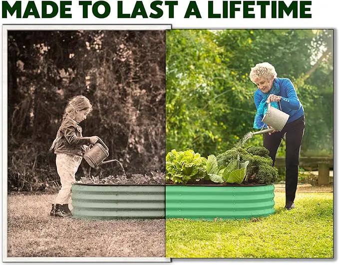Galvanized Raised Garden Beds Outdoor // 4×2×1 ft (2-Pack) Planter Raised Beds for Gardening, Vegetables, Flowers (Light Green) // Large Metal Garden Box by GreenHaven Gardens