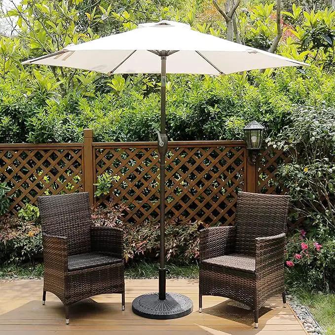 Aok Garden 7.5 ft Patio Umbrella Outdoor Market Umbrella Tilt Button and Crank 6 Ribs for Deck Lawn Pool& Backyard by GreenHaven Gardens