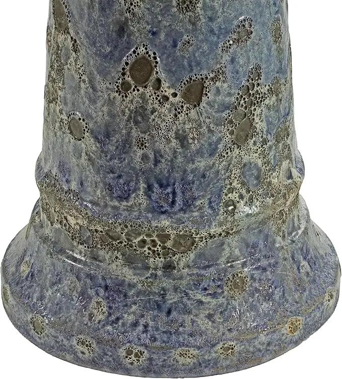 Sunnydaze Rennes Outdoor Ceramic Bird Bath - 22.5" H - UV- and Frost-Resistant - Glazed Bowl with Blue Lava Finish by GreenHaven Gardens