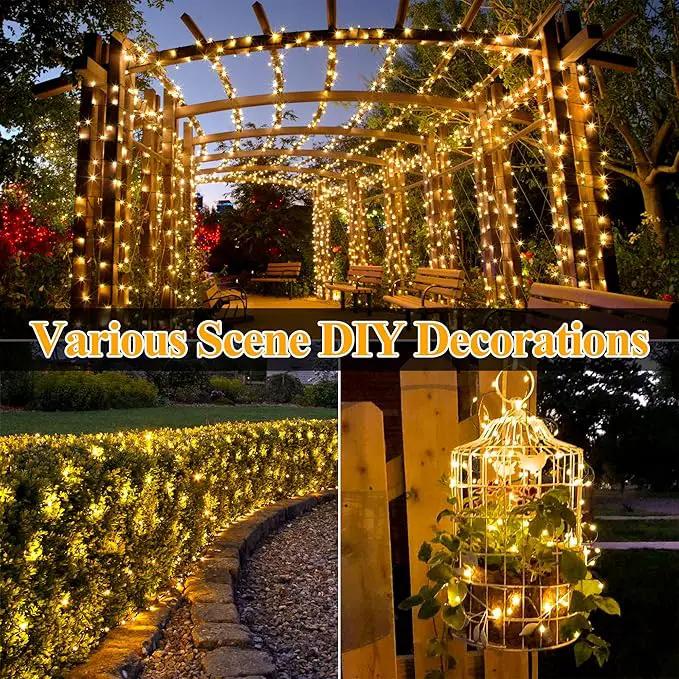 Ollny Solar String Lights Outdoor, 2 Pack Total 80FT 240LED Solar String Lights, 8 Modes IP67 Waterproof Fairy Lights for Outside Yard Garden Holiday Xmas Decorations, Warm White by GreenHaven Gardens