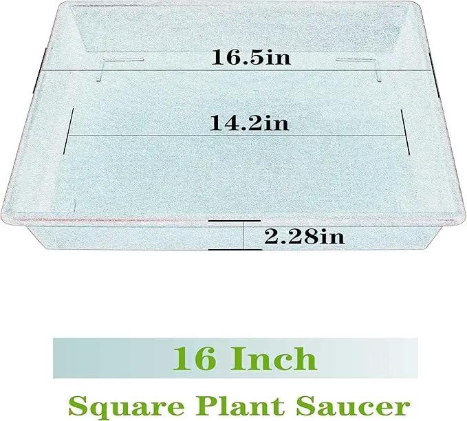 Square Plant Saucer 16 Inch 4 Pack, Plant Stand Plant Trays for Pots Heavy Duty Plastic Plant Saucers for Indoors Outdoors, Flower Pot No Holes Terracotta Plant Lover Gardening Gifts by GreenHaven Gardens