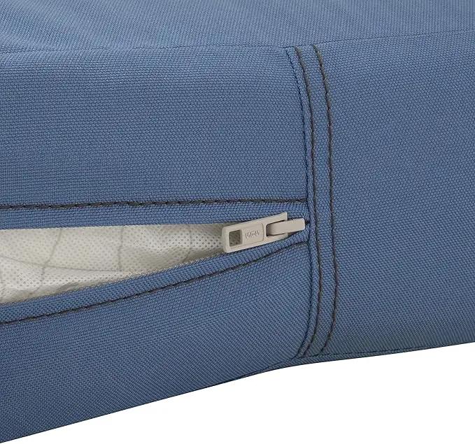 Classic Accessories Ravenna Water-Resistant 23 x 23 x 5 Inch Square Patio Seat Cushion Slip Cover & Foam, Empire Blue, Lounge Chair Cushion by GreenHaven Gardens