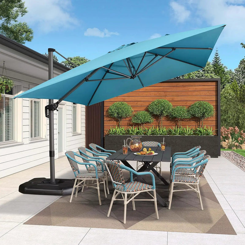 PURPLE LEAF 10' X 13' Patio Umbrella Outdoor Cantilever Rectangle Umbrella Aluminum Offset Umbrella with 360-degree Rotation for Garden Deck Pool Patio, Turquoise Blue by GreenHaven Gardens