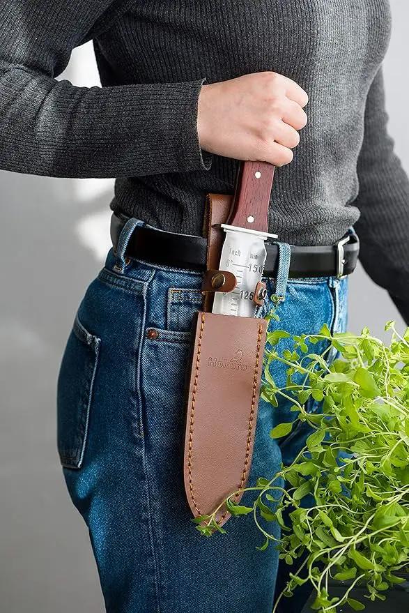 Hori Hori Knife - Landscaping, Digging, Weeding, Cutting, Planting Gardening Tool With Leather Sheath, Stainless Steel Blade and Sharpening Stone by GreenHaven Gardens