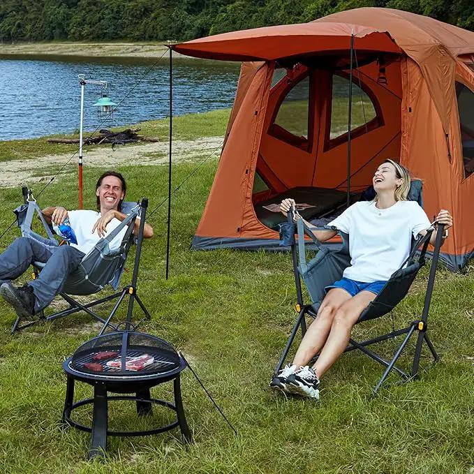 TIMBER RIDGE Hammock Camping Chair with Adjustable Backrest, Heavy Duty Folding Hammock Chair Supports 300lbs, Portable Hammock Chair for Camping, Travelling and Patio, Tan by GreenHaven Gardens