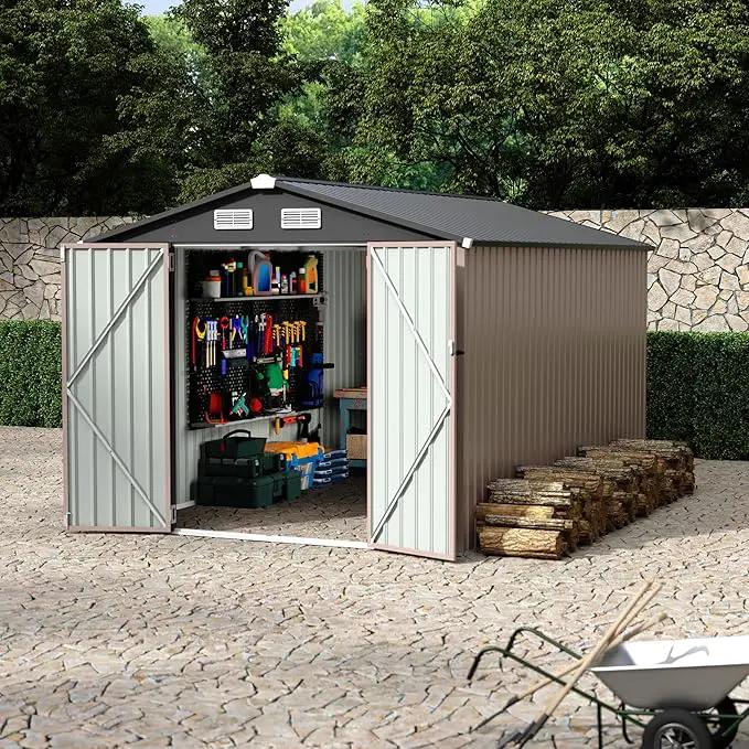 8x12 FT Metal Storage Sheds Outdoor, Metal Yard Sheds Garden Shed Kit, Metals Tool Shed with Lockable Door, Metals UtilityShed Buildings with Air Vent for Backyard Garden Patio Lawn by GreenHaven Gardens