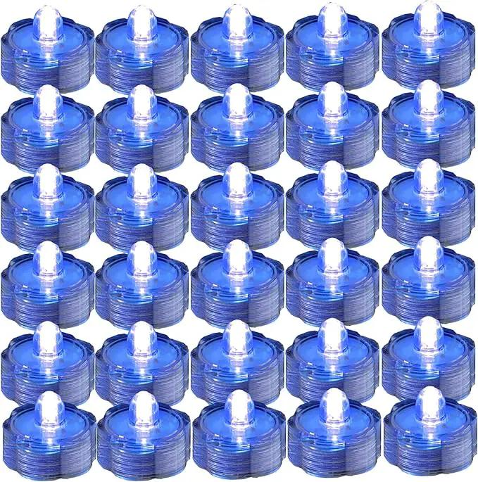 Bright LED Floral Tea Light Vase Submersible Lights for Party Wedding (Blue, 30 Pack) by GreenHaven Gardens