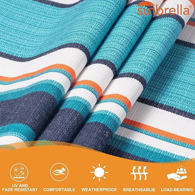 Lazy Daze 12 FT Sunbrella Fabric Hammock not Fading with Spreader Bars and Free Pillow Fits for Two Persons, All Weather and Fade Resistant for Patio Yard, 450 lbs Weight Capacity, Token Surfside by GreenHaven Gardens