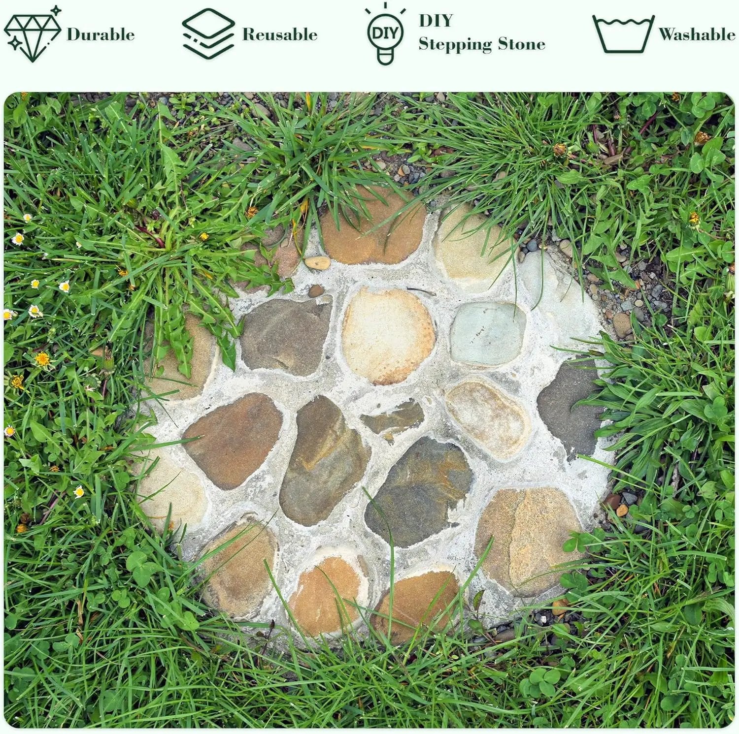 U0U 3 Size Round Stepping Stone Mold,10" 11.4" 12.6" Cement Molds for Concrete,Plastic Concrete Molds for Casting Garden Pathmate Pavement Precast and Forms Walkway by GreenHaven Gardens