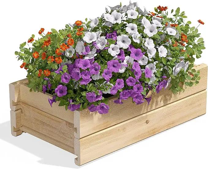 Greenes Fence Cedar Wood Planter Box with Wall Mount Brackets, 21" x 11" x 7" - Made in USA with North American Cedar by GreenHaven Gardens