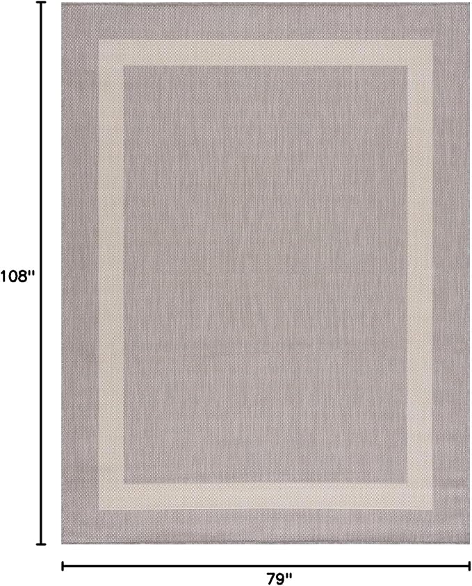 CAMILSON Outdoor Rug 6x9,Modern Outside Rugs for Patios Porches Waterproof Durable Washable Non-Shedding, Easy-to-Clean Indoor Outdoor Area Carpet (6 x 9, Bordered - Gray/White) by GreenHaven Gardens