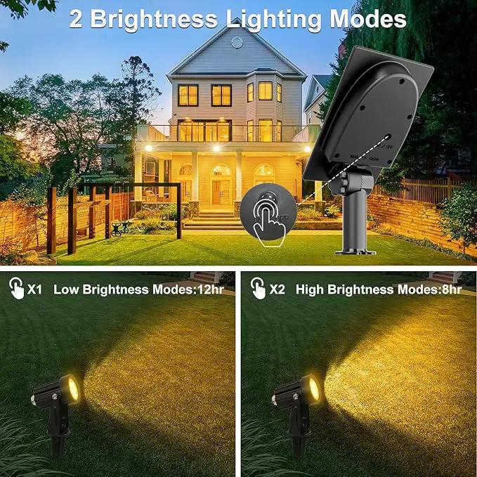 Solar Spot Lights Outdoor, Solar Landscape Spotlights IP65 Waterproof 9.8ft Cable, Auto On/Off Outdoor Wall Lights for Garden Yard Driveway Porch Walkway Pool (1-in-1 3000K Warm White 4 Pack) by GreenHaven Gardens