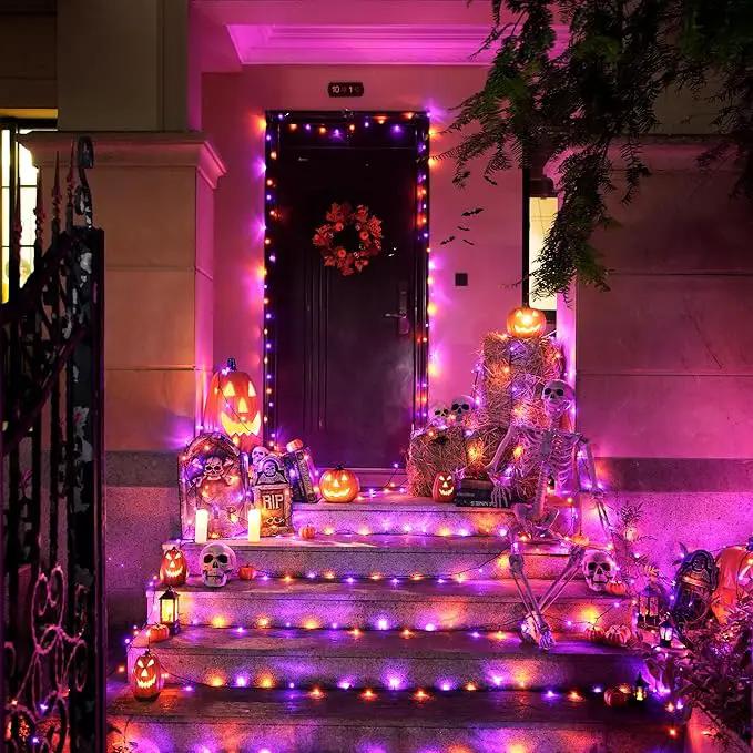 JMEXSUSS 250LED Orange and Purple String Lights Outdoor Waterproof, 8 Lighting Modes Orange and Purple Christmas Lights 91.5ft Connectable Halloween Light Indoor for Tree Yard Patio House Decor by GreenHaven Gardens