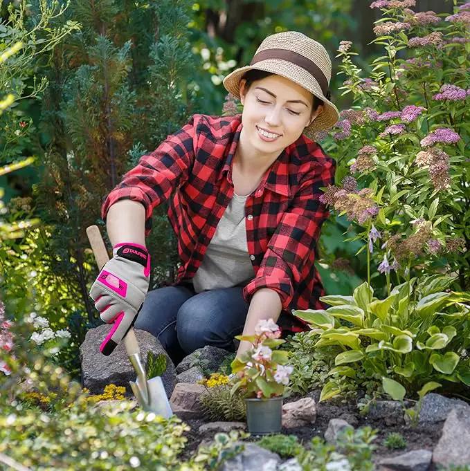 DULFINE Work Gloves for Women,Flexible Breathable Fit-Padded Knuckles & Palm,Touch Screen,Ideal for Gardening Yardwork Warehouse by GreenHaven Gardens
