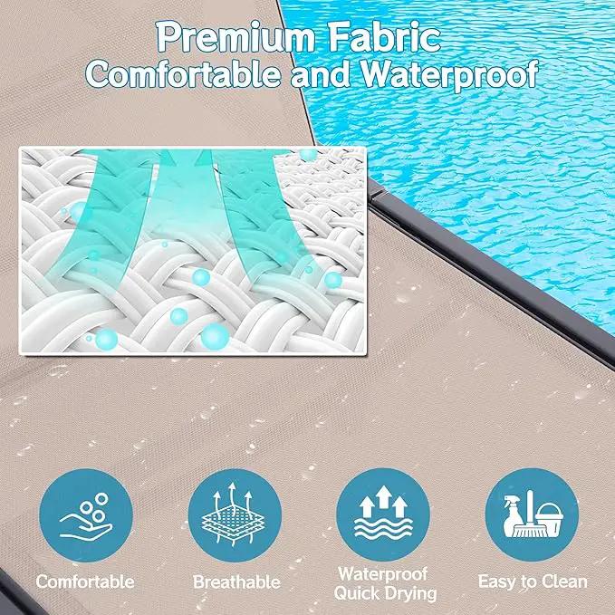 Outdoor Chaise Lounge Chair, Foldable & Assemble-Free, 6 Adjustable Positions, Durable Rust-Resistant Frame, Portable Outdoor Pool Lounge Chairs for Pool Patio Beach, Khaki by GreenHaven Gardens