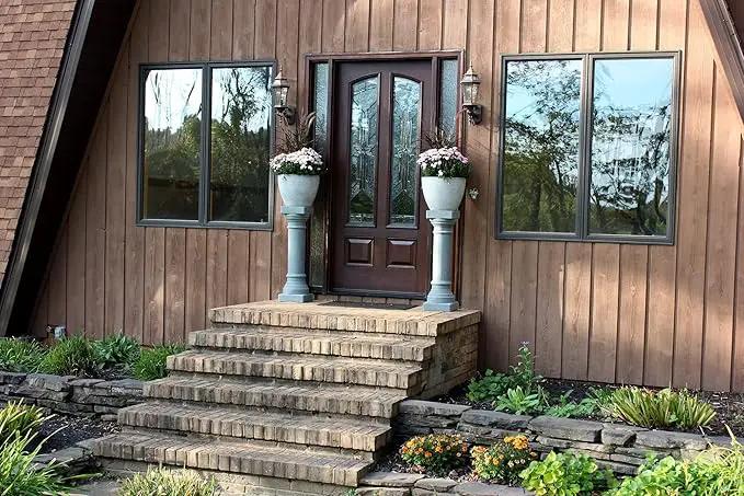 EMSCO Group Greek Column Statue – Natural Granite Appearance – Made of Resin – Lightweight – 28” Height by GreenHaven Gardens