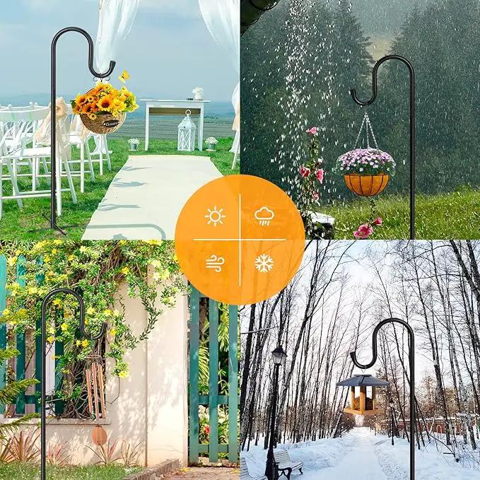 5-Prong Shepherd Hooks for Outdoor, Heavy Duty Iron Garden Hooks for Hanging Plants, Bird Feeders, Lanterns, Solar Lights, and Wedding Decor – Rust-Resistant, Adjustable, Easy to Install 36 Inch by GreenHaven Gardens