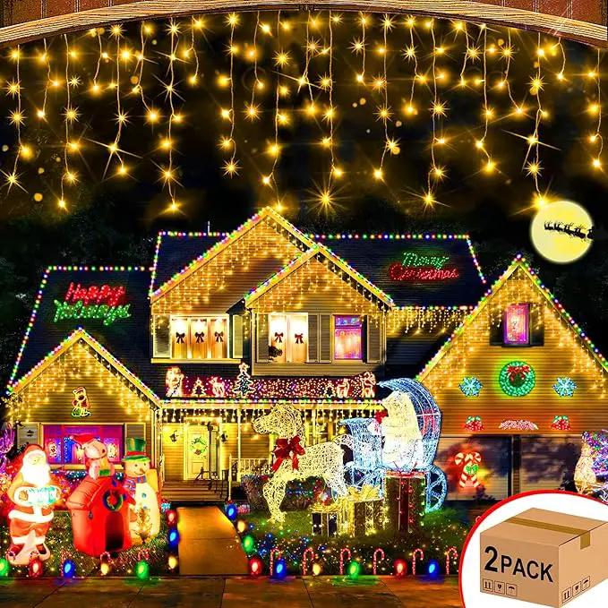 Hezbjiti 2Pack Total 800LED Ice Lights 32.8FT Christmas Lights String Lights Outdoor Decoration 8 Modes 75 Drops Fairy Lights for Eaves Party Yard Garden Xmas Decor by GreenHaven Gardens