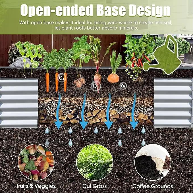Domi Galvanized Raised Garden Bed, Outdoor Planter Garden Boxes Large Metal Planter Box for Gardening Vegetables Fruits Flowers, Silvery (6x3x1.5ft) by GreenHaven Gardens