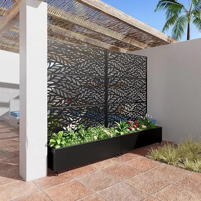 Casaphoria Metal Raised Garden Bed with Trellis and Wheels, 72"x47"x16" Planter Box for Climbing Plants, Vegetables & Vines, Features Drainage Holes and Privacy Screen (Black-Spring) by GreenHaven Gardens