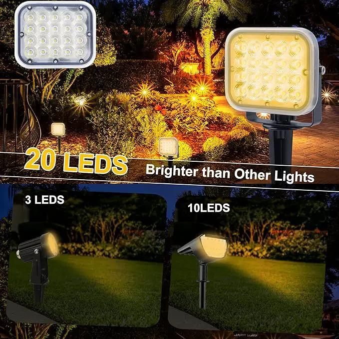 Solar Spot Lights Outdoor, 20 LED IP65 Waterproof Solar Landscape Lights, Dusk-to-Dawn 3000K Warm White Outdoor Light for Yard Garden Driveway Porch Walkway, 4-in-1 by GreenHaven Gardens