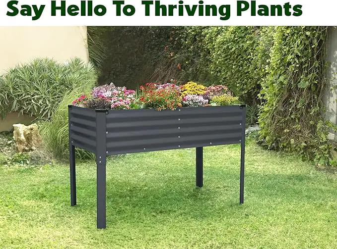 Galvanized Raised Garden Beds Outdoor with Legs // 48×24×31in Elevated Planter Box for Vegetables, Flowers (Gray) // Large Metal Garden Bed for Backyard Patio Gardening by GreenHaven Gardens