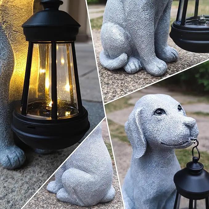 Dog Solar Garden Statues,Resin Dog Figurine Decorations with Solar Lights Lantern, Outdoor Decor Art for Lawn,Yard,Unique Housewarming Gift for Garden Home by GreenHaven Gardens