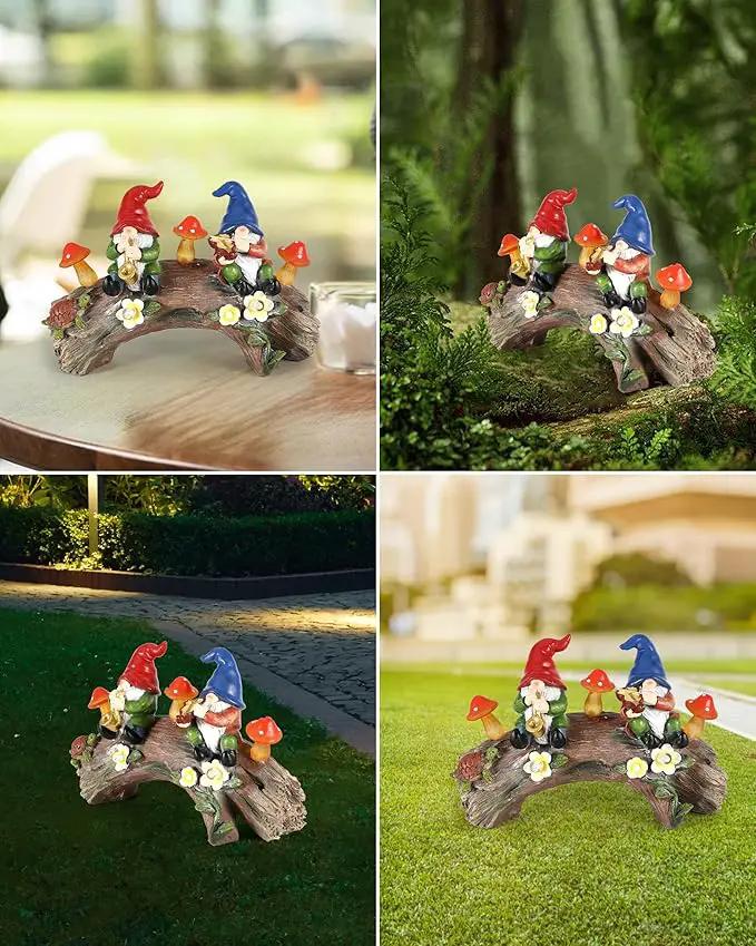 iStatue Enchanted Fairy Garden Gnomes Solar Light - 9'' Hand-Painted Resin Miniature Figurines Perfect for Yard Art Outdoor Patio Decor Lawn Ornaments and Statues Decorations (Gnomes) by GreenHaven Gardens