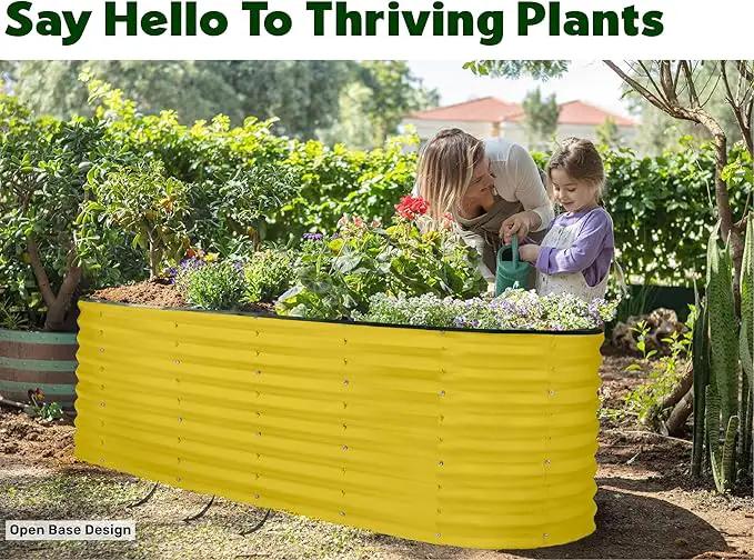 Galvanized Raised Garden Beds Outdoor // 6×2×2 ft Planter Raised Beds for Gardening, Vegetables, Flowers // Large Metal Garden Box (Yellow) // Patented Tool-Free Design by GreenHaven Gardens
