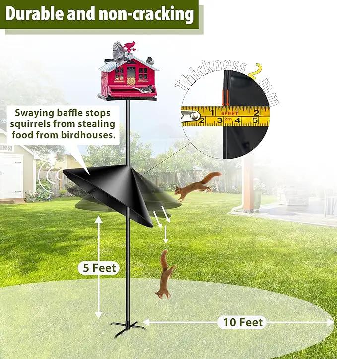 19-inch Squirrel Baffle, Squirrel-Proof for Bird Feeder Pole, Birdhouse Baffle for Shepherd's Hook in The Outdoors,(Black 2 Pack) by GreenHaven Gardens
