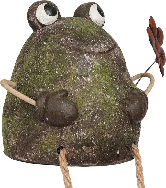 Alpine Corporation MCC834 Indoor/Outdoor Frog with Flower Garden Statue, Playful Frog Statue for Yard, 20" H, Green by GreenHaven Gardens