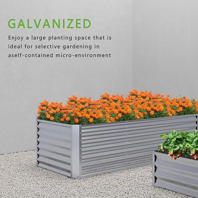 2PCS 6x2x1FT Galvanized Raised Garden Bed,Planter Raised Beds-Metal Garden Box,Large Plant for Outdoor Planting, Vegetables Bed,Flower,Herb-Sliver by GreenHaven Gardens