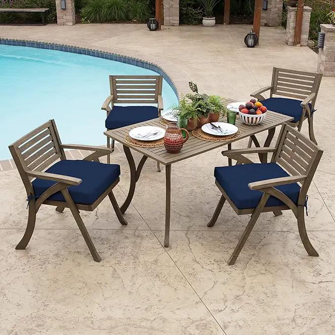 Arden Selections Outdoor Seat Cushion, 19 x 19, Rain-Proof, Fade Resistant 19 x 19, Sapphire Blue Leala (Pack of 4) by GreenHaven Gardens