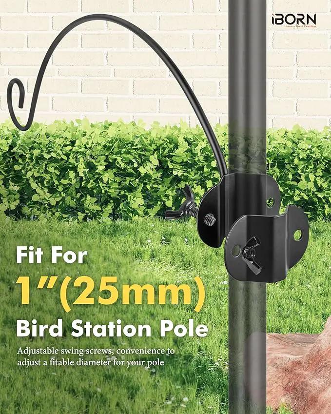 iBorn Bird Feeders Hangers for 1” Pole Stand Station Outdoor Hanging Hooks for Humming Bird Feeders for Outside Plant Hanger Hook Bracket Kit 12.2 Inch Long Metal Hooks for 1 Inch Pole, Pack of 2 by GreenHaven Gardens