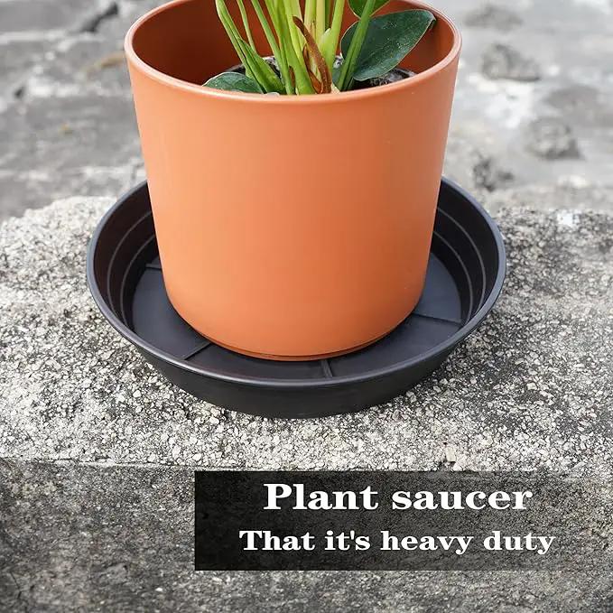 4 Packs 6 Inches Plant Saucer Drip Trays, Round Plastic Plant Pot Saucers Flower Pot Tray for Indoor Outdoor by GreenHaven Gardens
