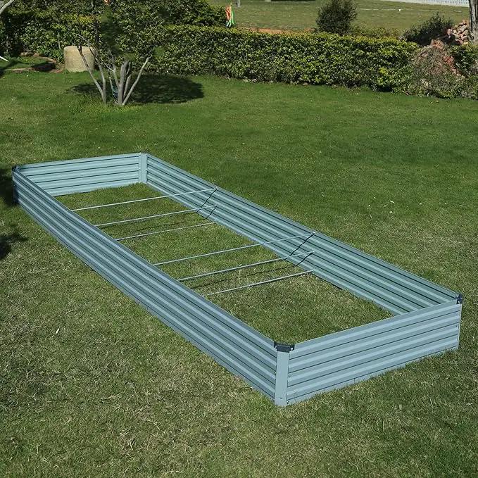 12x4x1ft Galvanized Raised Garden Bed,Outdoor Planter Box Metal Patio Kit Planting Bed for Vegetables Flowers Herb,Grey