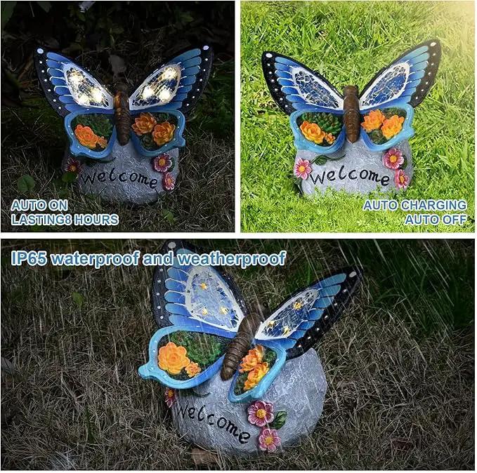 Yiosax-Garden Statue Butterfly Decor-Solar Outdoor Butterfly Light-Butterfly Figurine Decoration for Patio,Balcony,Yard,Lawn Ornament Garden Gift Women Mom by GreenHaven Gardens