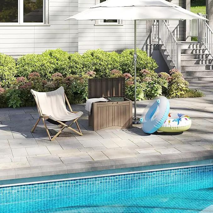 50 Gallon Outdoor Storage Box Waterproof Lockable Resin Deck Box Large, Patio Storage Bin for Pool Accessories Cushion Furniture, Garden Tools, UV-Resistant Outside Delivery Grey by GreenHaven Gardens