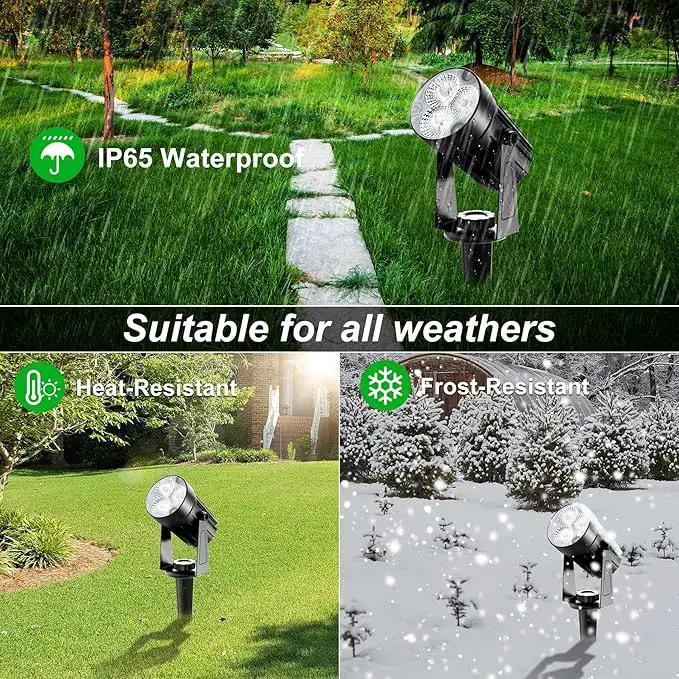 Solar Spot Lights Outdoor, 3-in-1 Garden Spotlights IP65 Waterproof 9.8ft Cable, 5W 4000mAh Separated Solar Panel, Auto On/Off for Tree Patio Yard Driveway Pathway Pool(Cold White 6000K) by GreenHaven Gardens