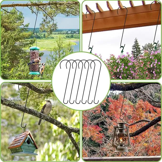 6 Packs 24 Inch Long S Hooks for Hanging Plants,Extra Large S Hooks,Metal Bird Feeder Hooks, Rustproof Garden Planter Hanger for Tree Branch, Basket, Lanterns, Wind Chimes, Outdoor Use by GreenHaven Gardens