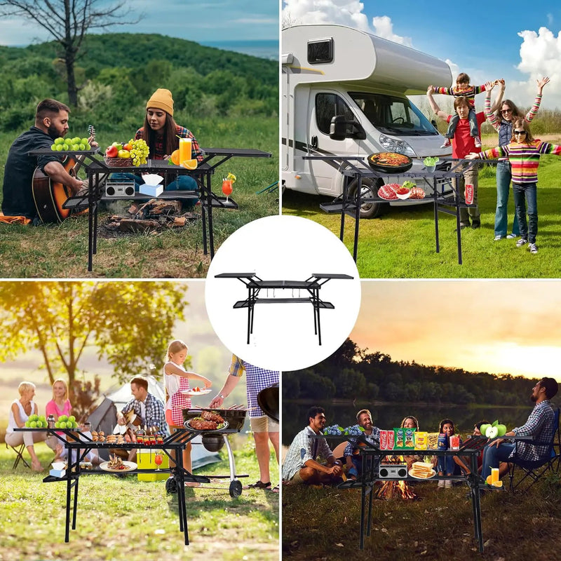 Nice C Camping Table, Compact Folding Table, Grill Table, Outdoor Tables, Camping Tables That Fold Up Lightweight, with 4 Side Tables & Mesh Net for BBQ, Camping by GreenHaven Gardens