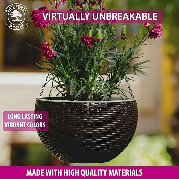 GARDENIX DECOR Self Watering Hanging Planter, 11'' Indoor, Brown, Coco Coir, with Water Level Indicator, Round, 1 Pack by GreenHaven Gardens