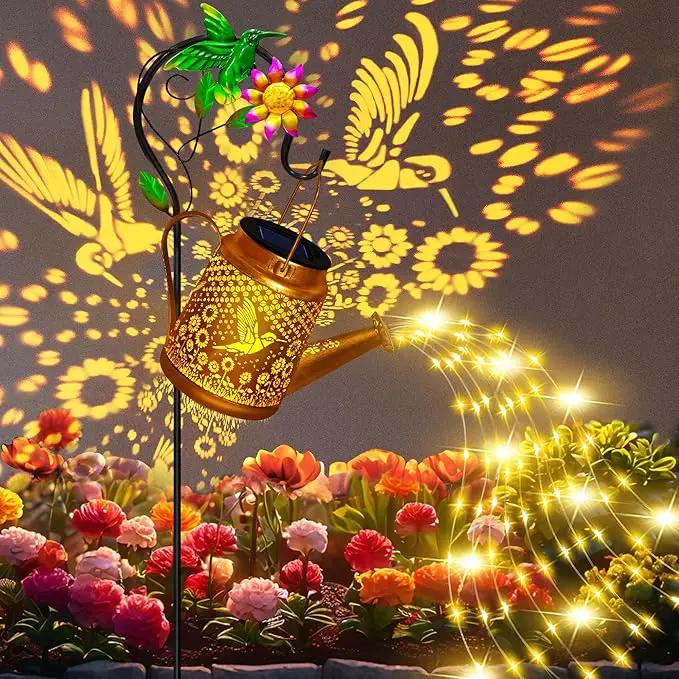 Hummingbird Solar Watering Can Lights, Outdoor Waterproof Garden Lanterns with Shepherd Hook, Solar Garden Decor for Yard Outdoor Landscape Pathway Porch Patio, Gift for Women Mom Grandma by GreenHaven Gardens