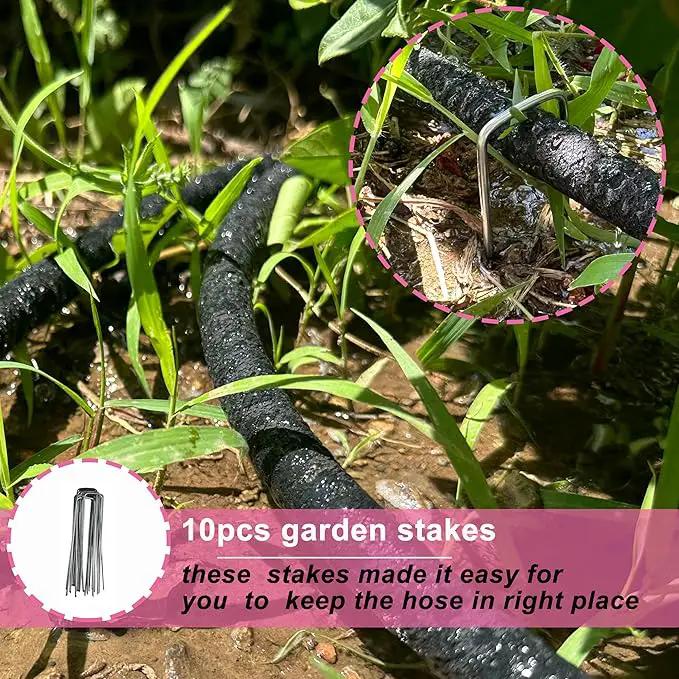 Rubber Soaker Hose, 1/2 inch, 50ft Garden Hose for Irrigation,Water-Saving up to 70%, Brass Connector Leak-Proof, Heavy-duty Hose, Watering for Trees,Lawns, Vegetables and Flowers. by GreenHaven Gardens