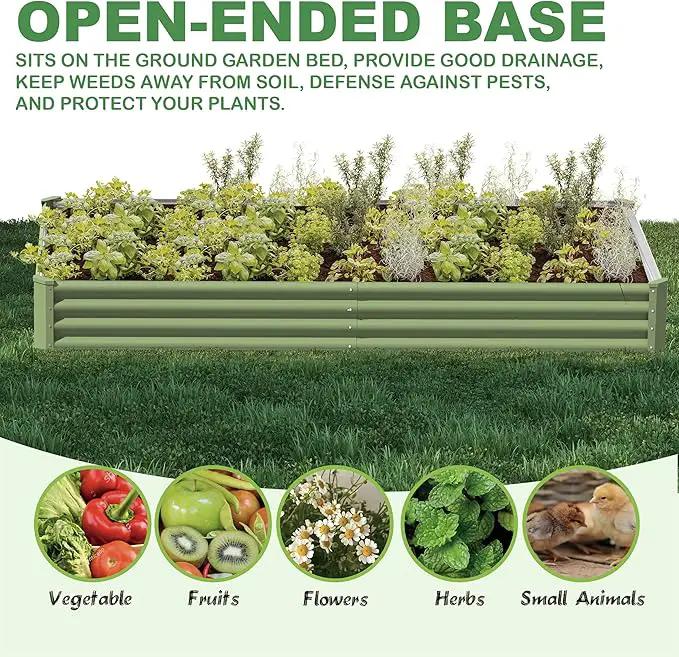 8X4X1ft 2PCS Raised Garden Bed Kit,Galvanized Raised Garden Beds Outdoor,Large Metal Planter Box Steel Kit Flower Herb,Vegetables..Grass Green by GreenHaven Gardens