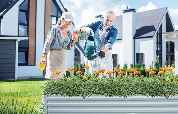 Planter Raised Beds Raised Garden Bed for Gardening Garden Boxes Outdoor Metal Raised Garden Beds, 8x2x1 FT Galvanized Grey by GreenHaven Gardens