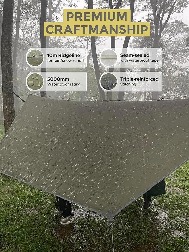 Miztli Camping Hammock -Portable Hammock w/Spacious Net & Tree Straps w/Adjustable Loops, Double and Single Hammock for Outdoor, Indoor, Hiking and Travel by GreenHaven Gardens