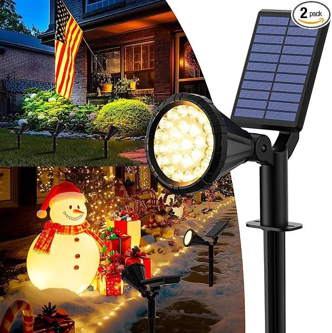 Solar Spot Lights Outdoor Waterproof, Flag Pole Light Solar Powered Halloween Lights, Landscape Spotlights for Tree, House, Yard, Garden, Christmas Decorations-2Pack Warm White by GreenHaven Gardens