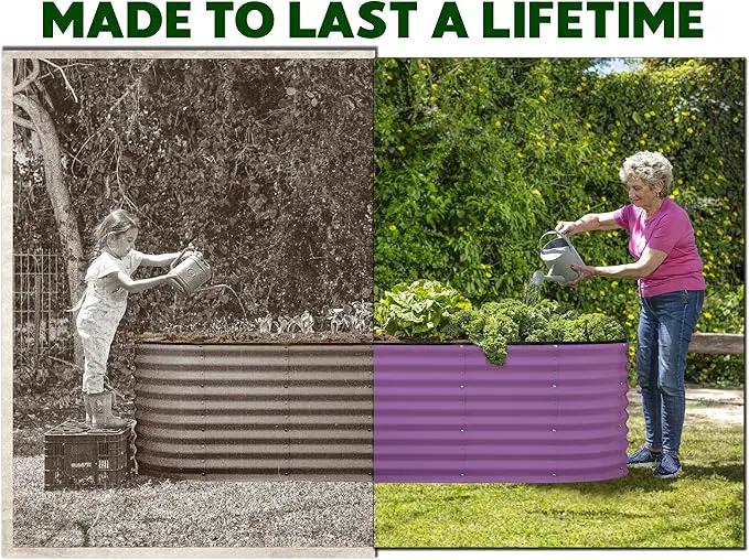 Galvanized Raised Garden Beds Outdoor // 8×2×2 ft Planter Raised Beds for Gardening, Vegetables, Flowers // Large Metal Garden Box (Purple) // Patented Tool-Free Design by GreenHaven Gardens
