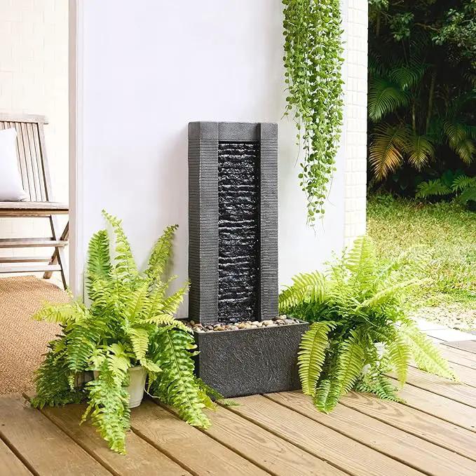 Teamson Home Demeter 29 inch Outdoor Water Fountain with LED Lights by GreenHaven Gardens